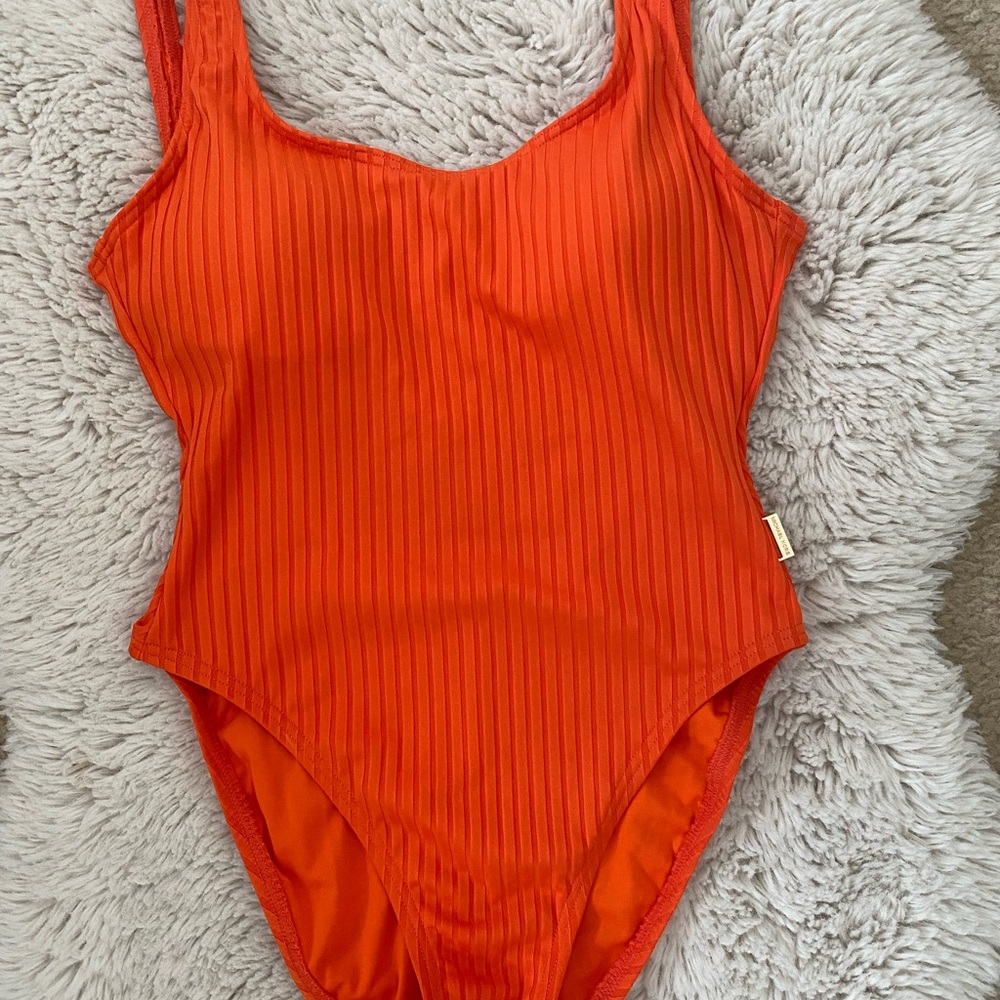 Orange Ribbed Swimsuit